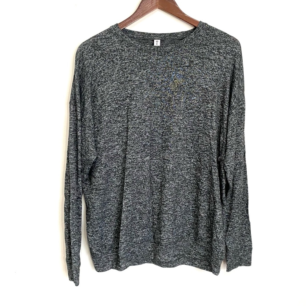 ATHLETA Womens Small Heather Gray Black Long Sleeve Casual Lounge Shirt X6